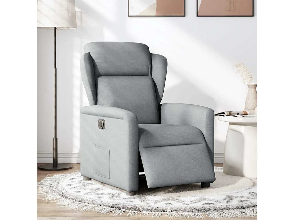 Fauteuil inclinable électrique Gris clair Tissu