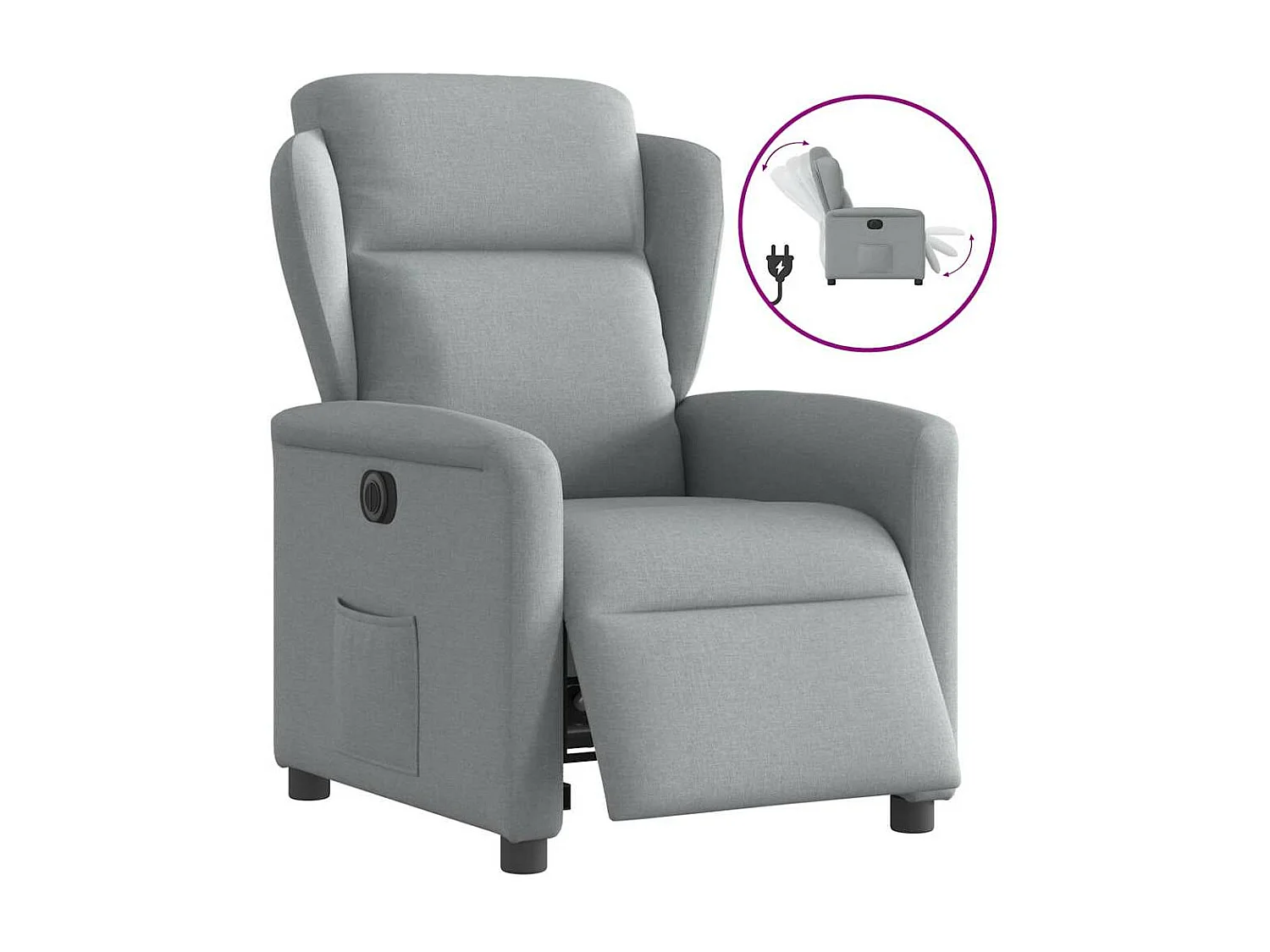 Fauteuil inclinable électrique Gris clair Tissu