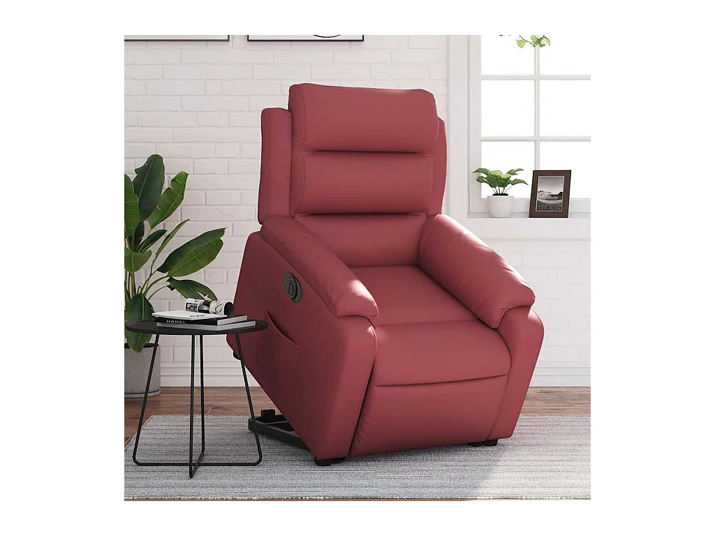 Fauteuil inclinable électrique rouge bordeaux similicuir