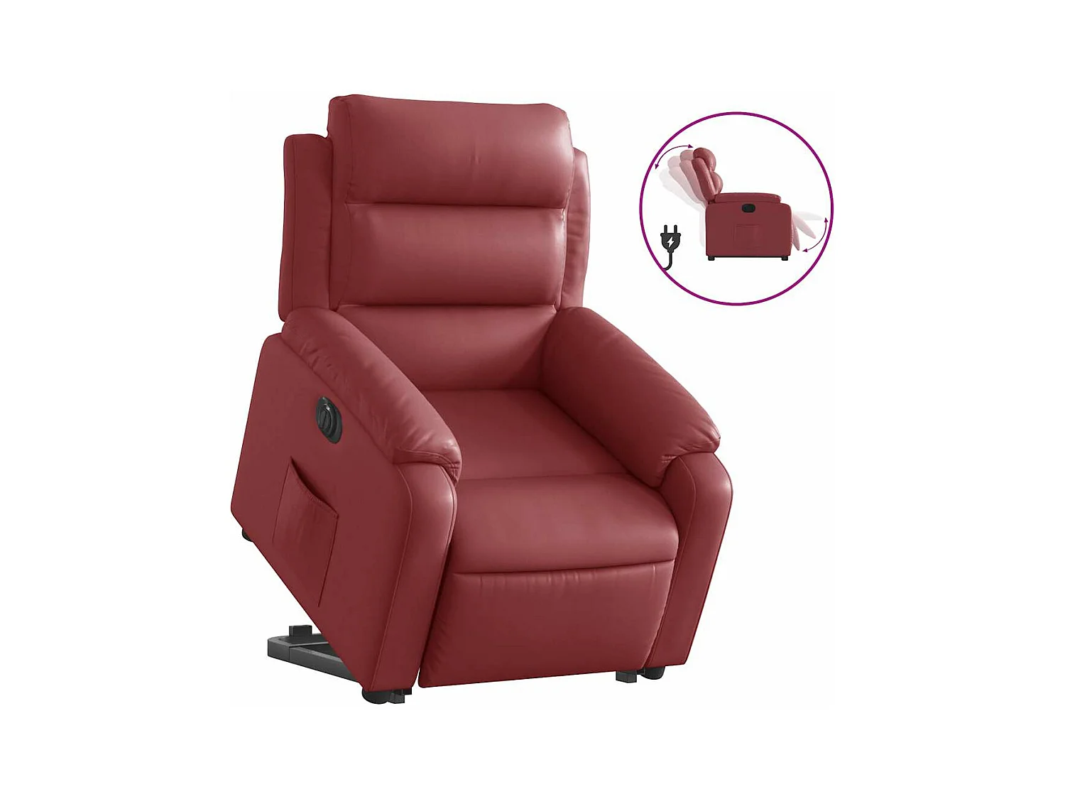 Fauteuil inclinable électrique rouge bordeaux similicuir
