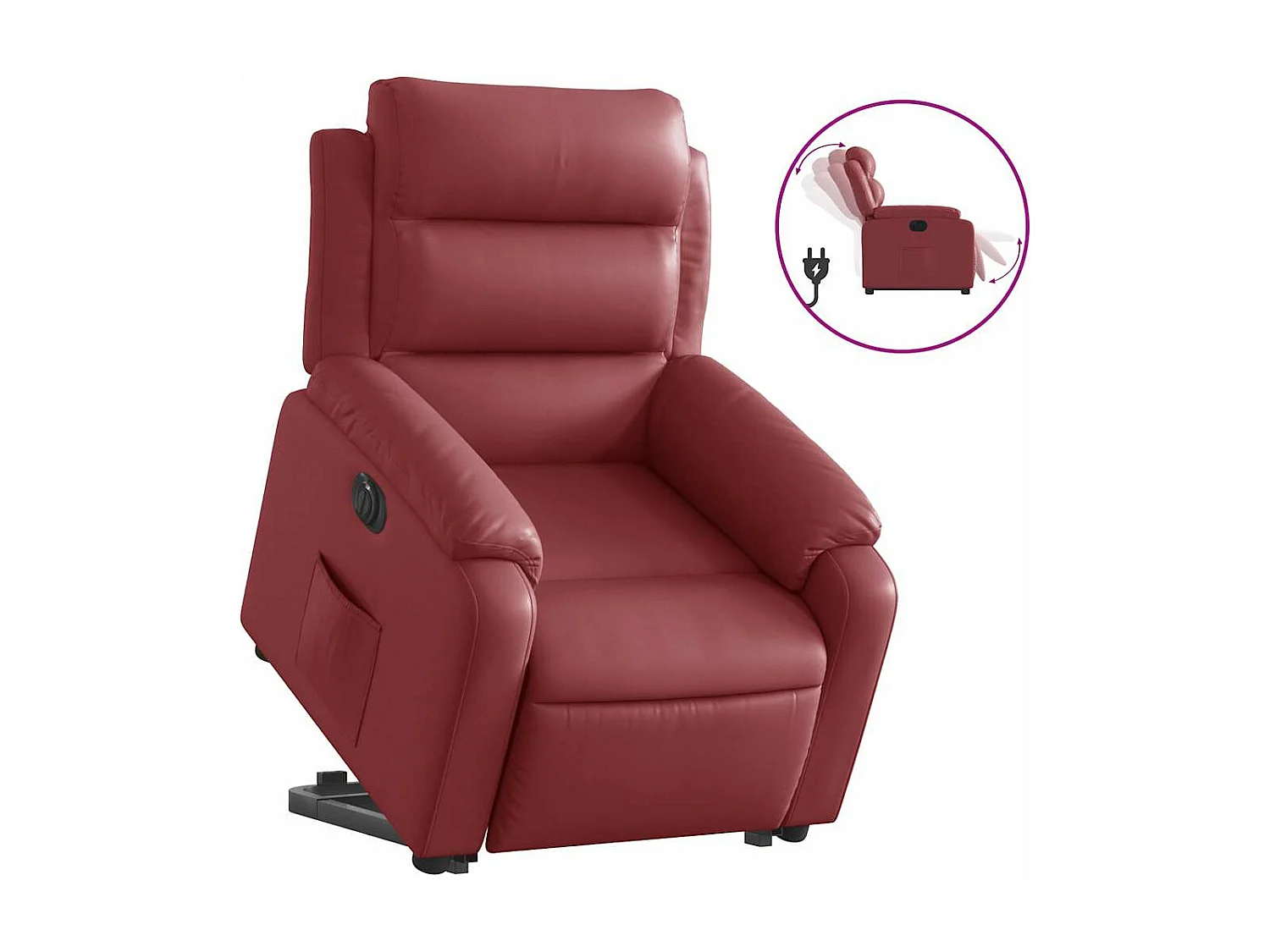 Fauteuil inclinable électrique rouge bordeaux similicuir