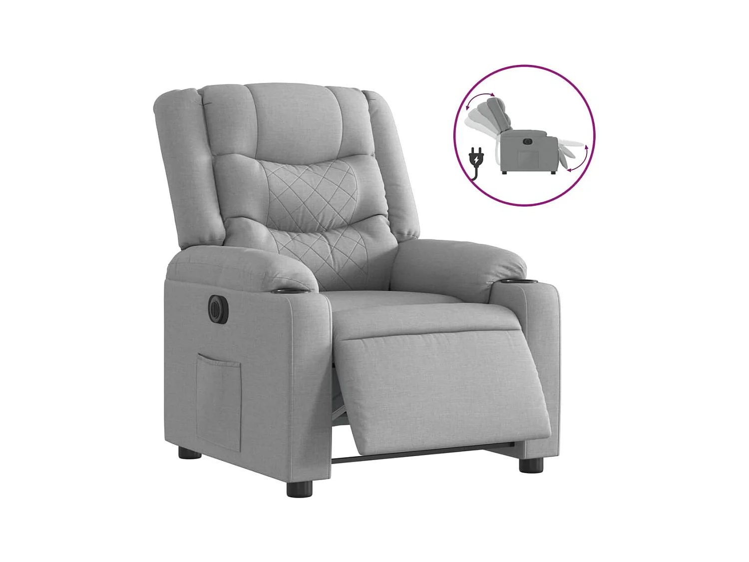 Poltrona reclinável elétrica tecido cinza claro