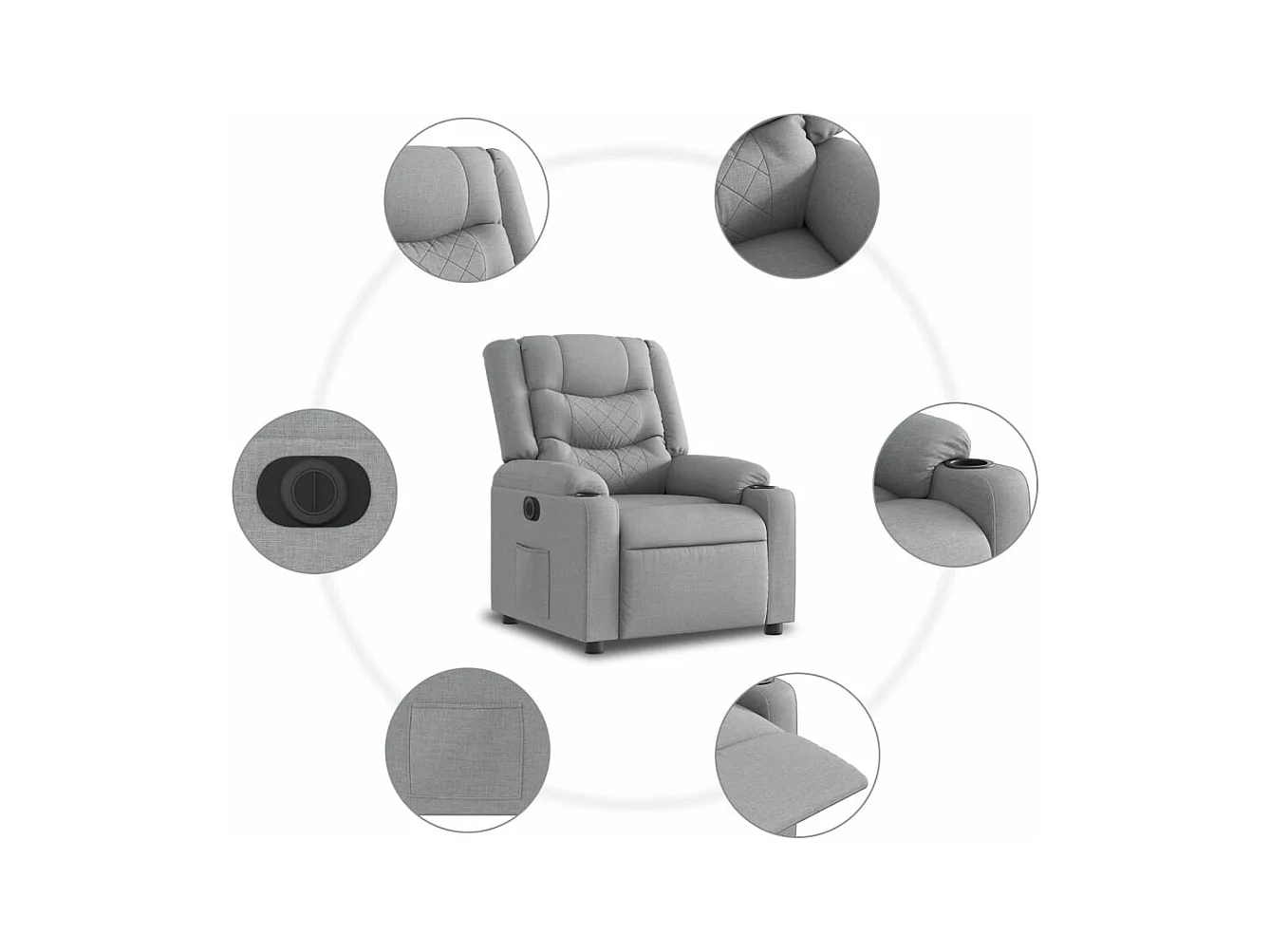 Poltrona reclinável elétrica tecido cinza claro