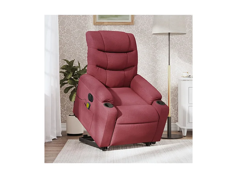 Fauteuil inclinable de massage électrique Rouge bordeaux Tissu