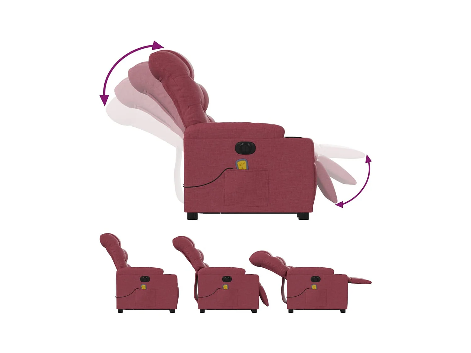Fauteuil inclinable de massage électrique Rouge bordeaux Tissu