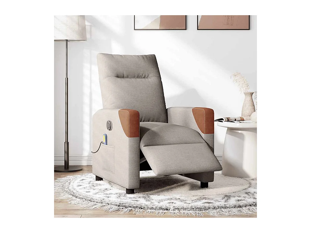 Fauteuil de massage inclinable électrique Taupe Tissu