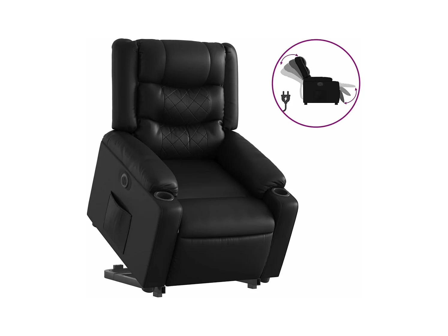 Fauteuil inclinable électrique noir similicuir