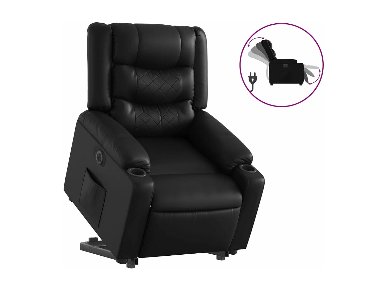 Fauteuil inclinable électrique noir similicuir