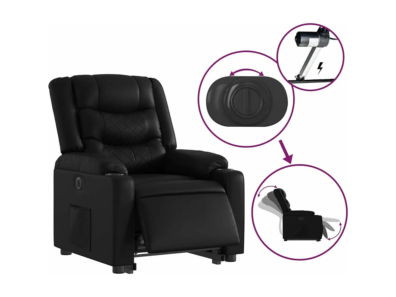 Fauteuil inclinable électrique noir similicuir