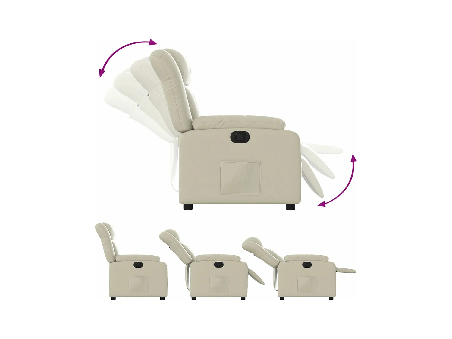 Fauteuil inclinable électrique Crème Similicuir
