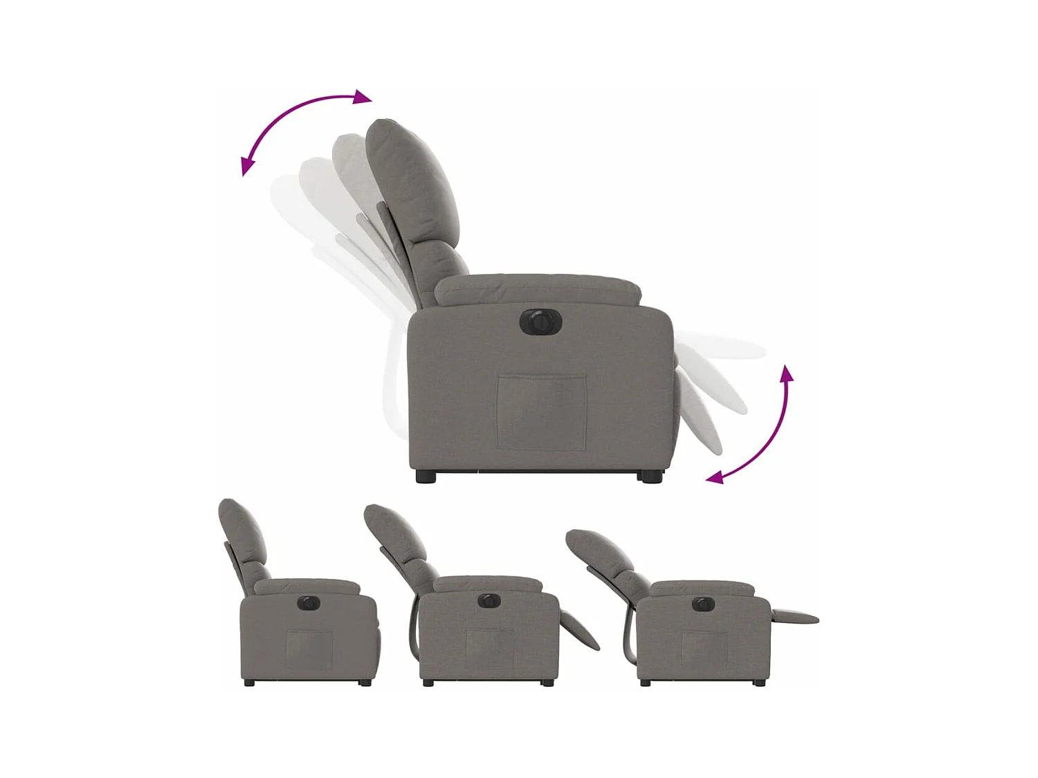 Fauteuil inclinable électrique taupe tissu