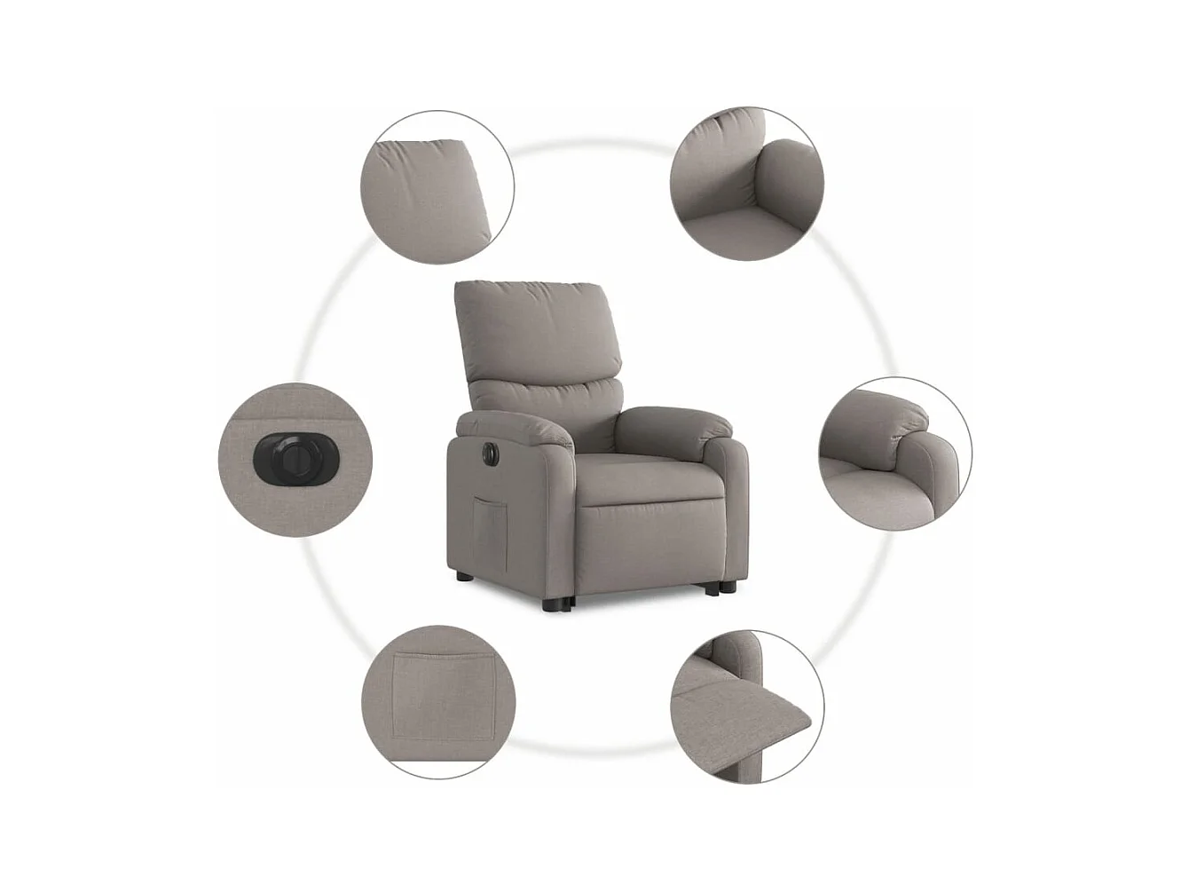 Fauteuil inclinable électrique taupe tissu