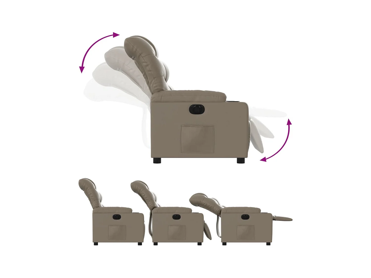 Fauteuil inclinable électrique Cappuccino Similicuir