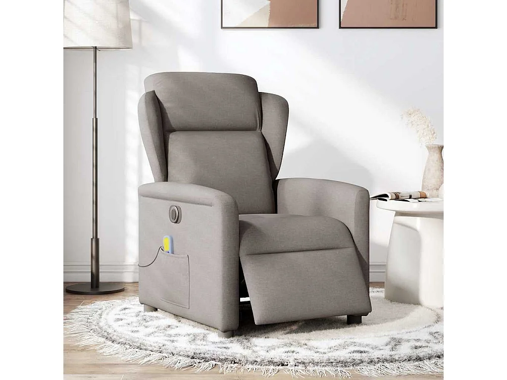Fauteuil de massage inclinable électrique Taupe Tissu