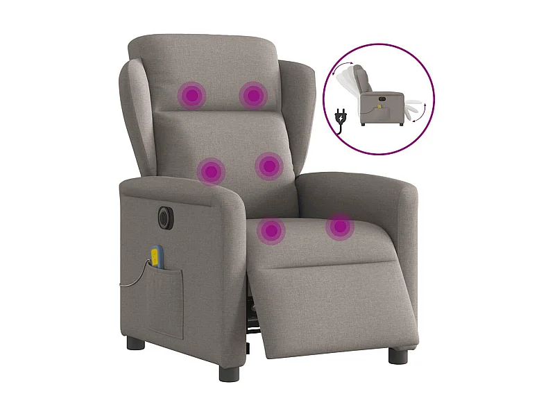 Fauteuil de massage inclinable électrique Taupe Tissu