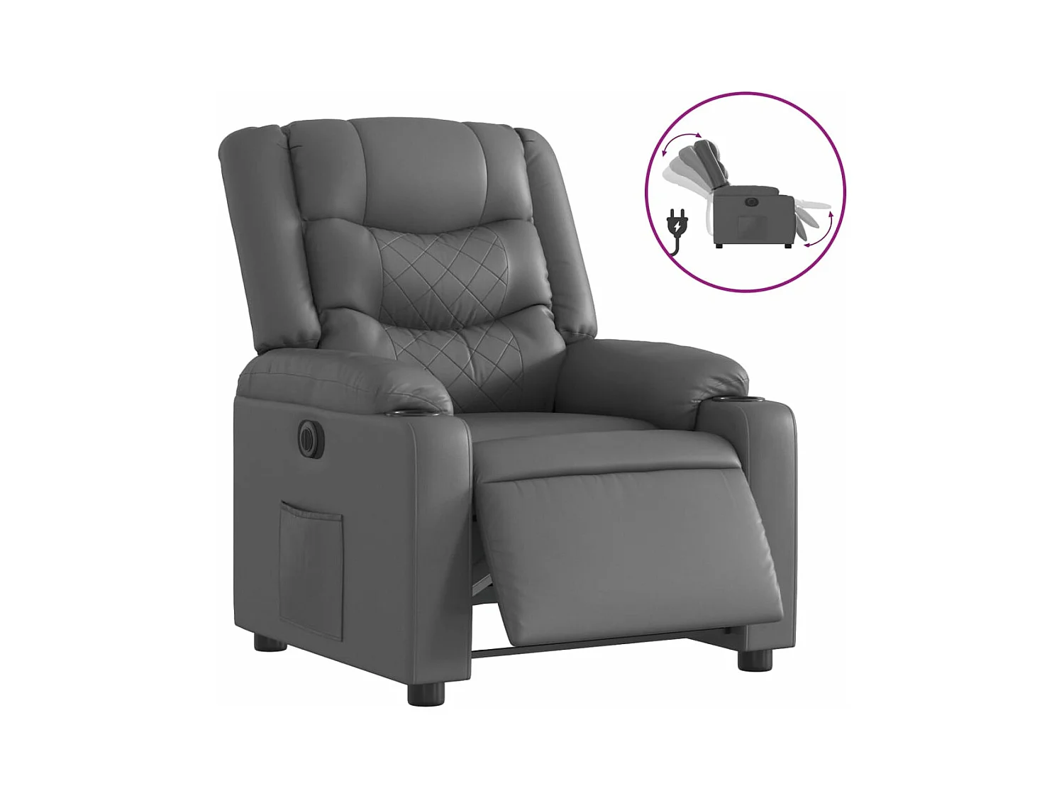 Fauteuil inclinable électrique Gris Similicuir