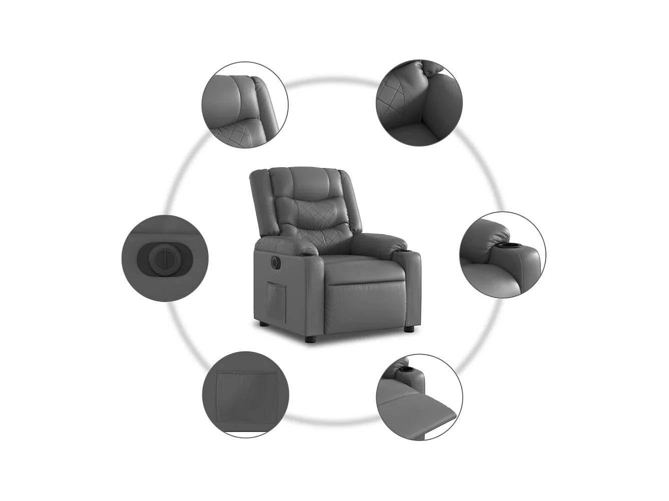 Fauteuil inclinable électrique Gris Similicuir