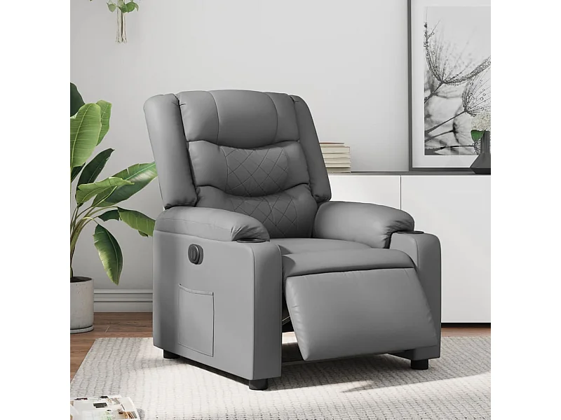 Fauteuil inclinable électrique Gris Similicuir