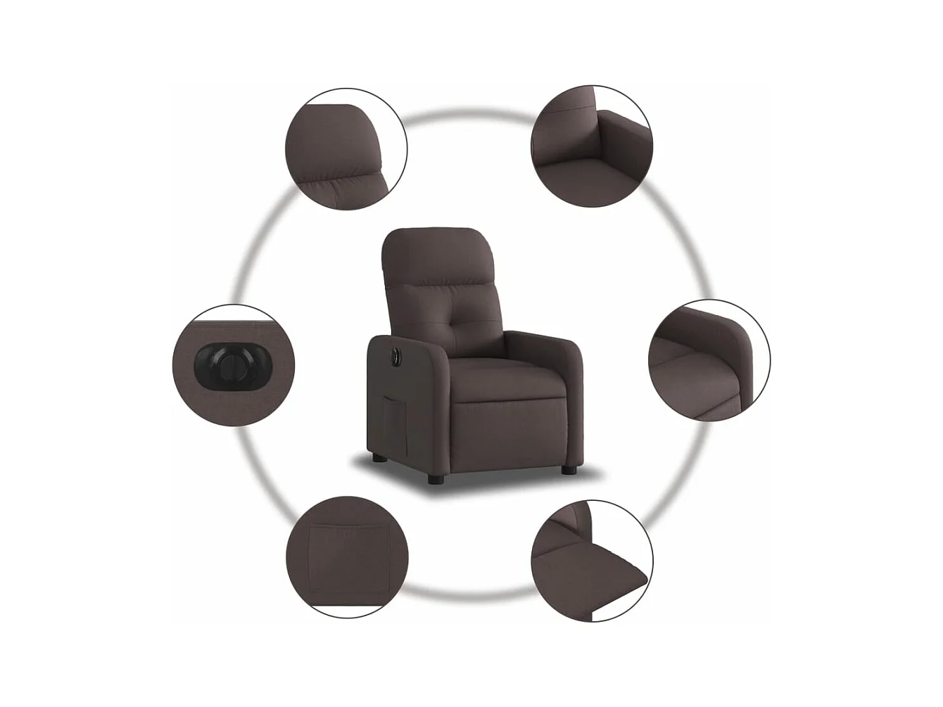 Fauteuil inclinable électrique Marron foncé Tissu