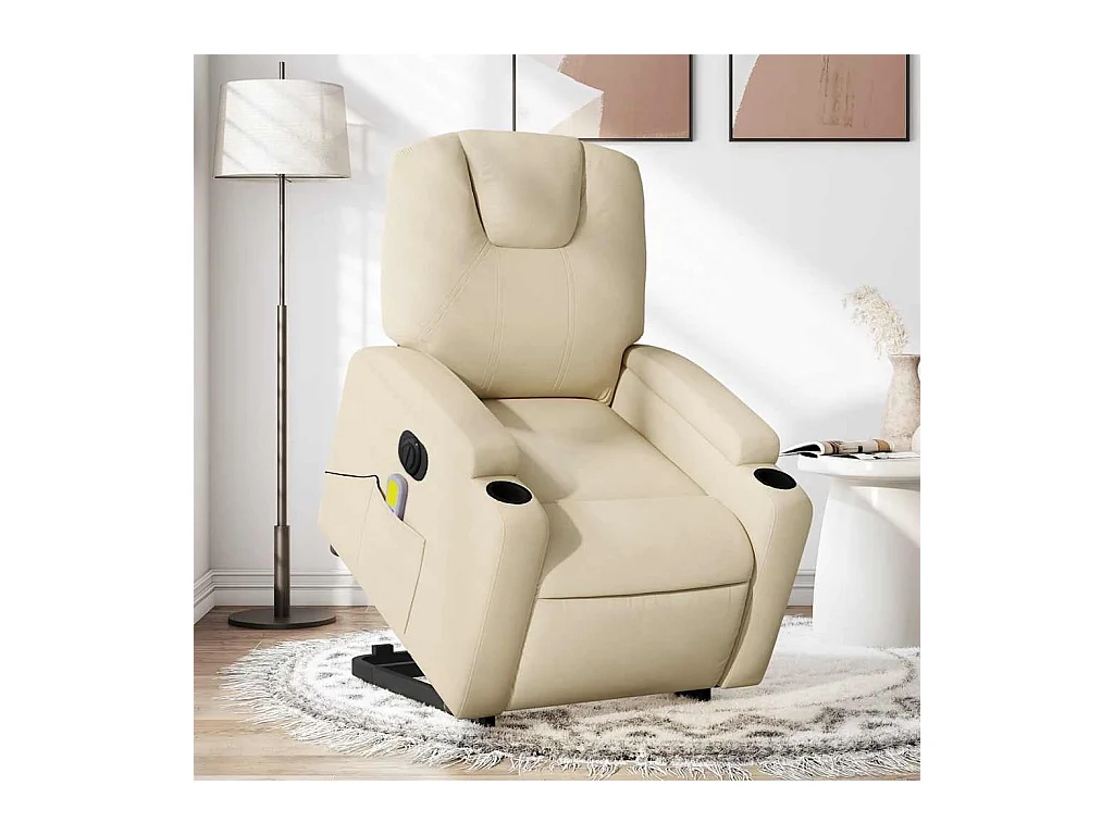 Fauteuil inclinable de massage électrique Crème Tissu