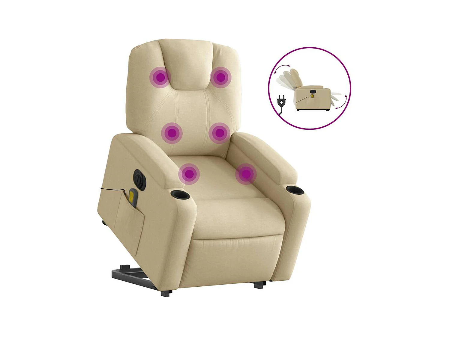 Fauteuil inclinable de massage électrique Crème Tissu
