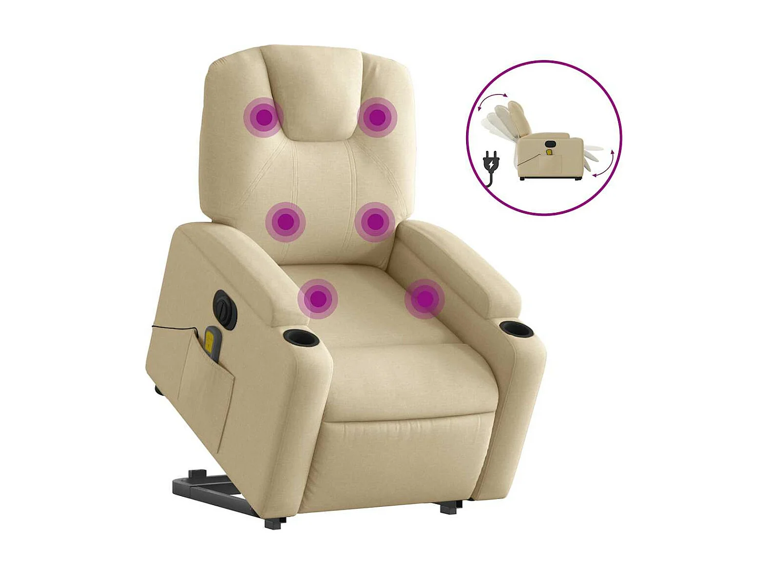 Fauteuil inclinable de massage électrique Crème Tissu