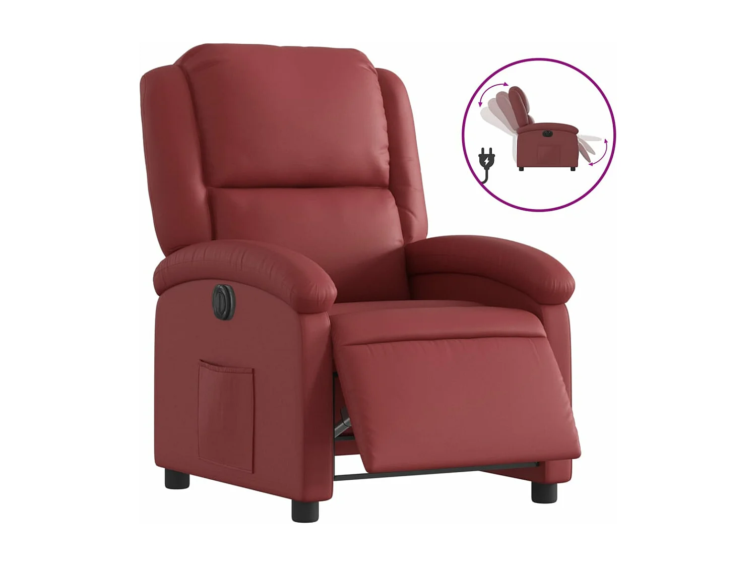 Fauteuil inclinable électrique Rouge bordeaux Similicuir