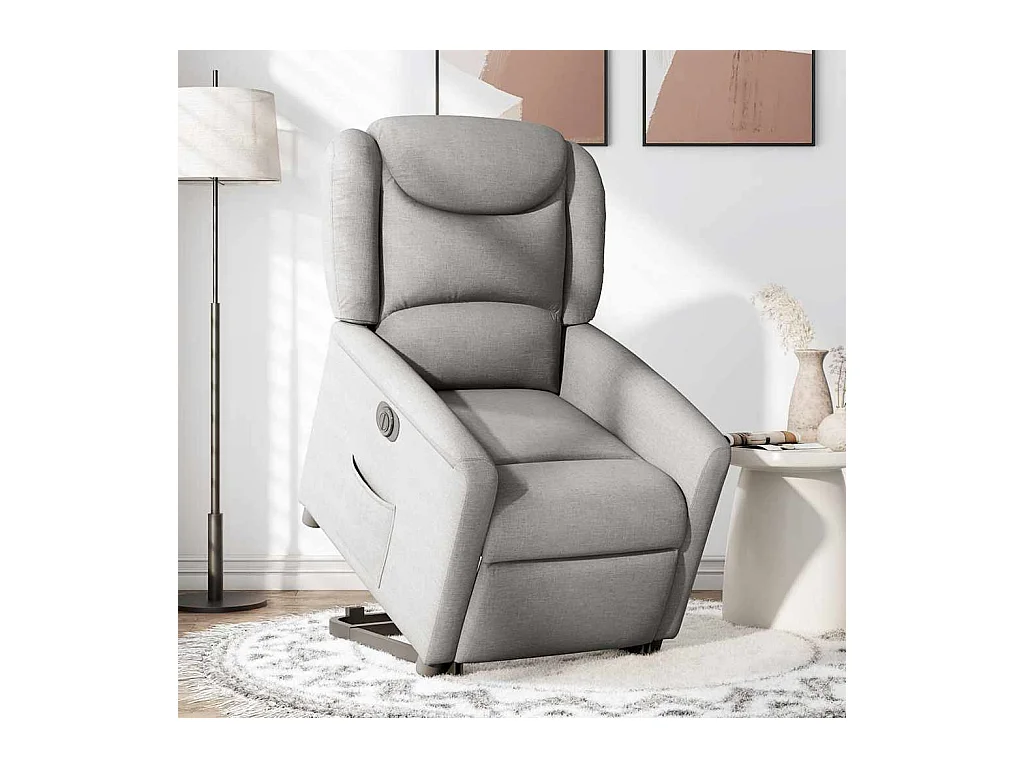 Poltrona reclinabile elettrica in tessuto grigio nuvola