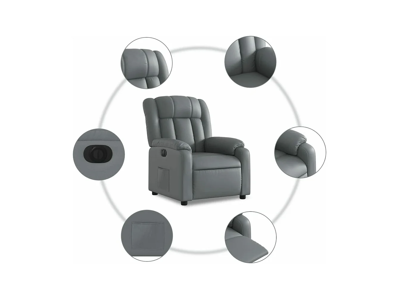 Fauteuil inclinable électrique Gris Similicuir
