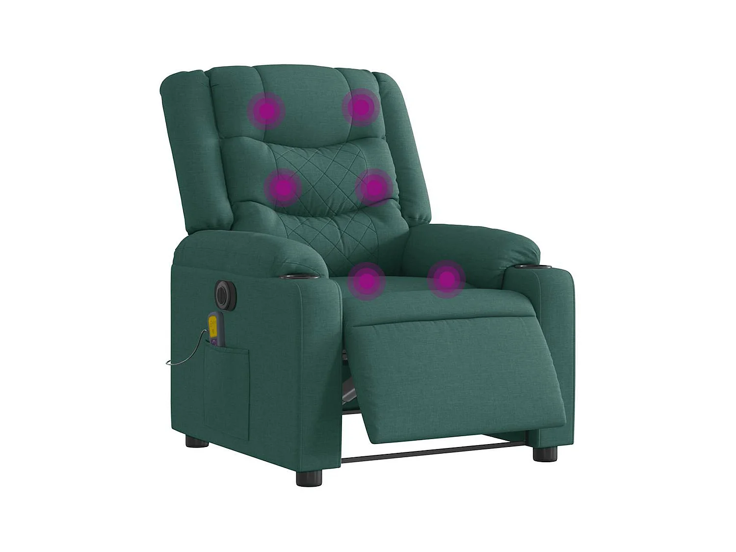 Fauteuil de massage inclinable électrique Vert foncé Tissu