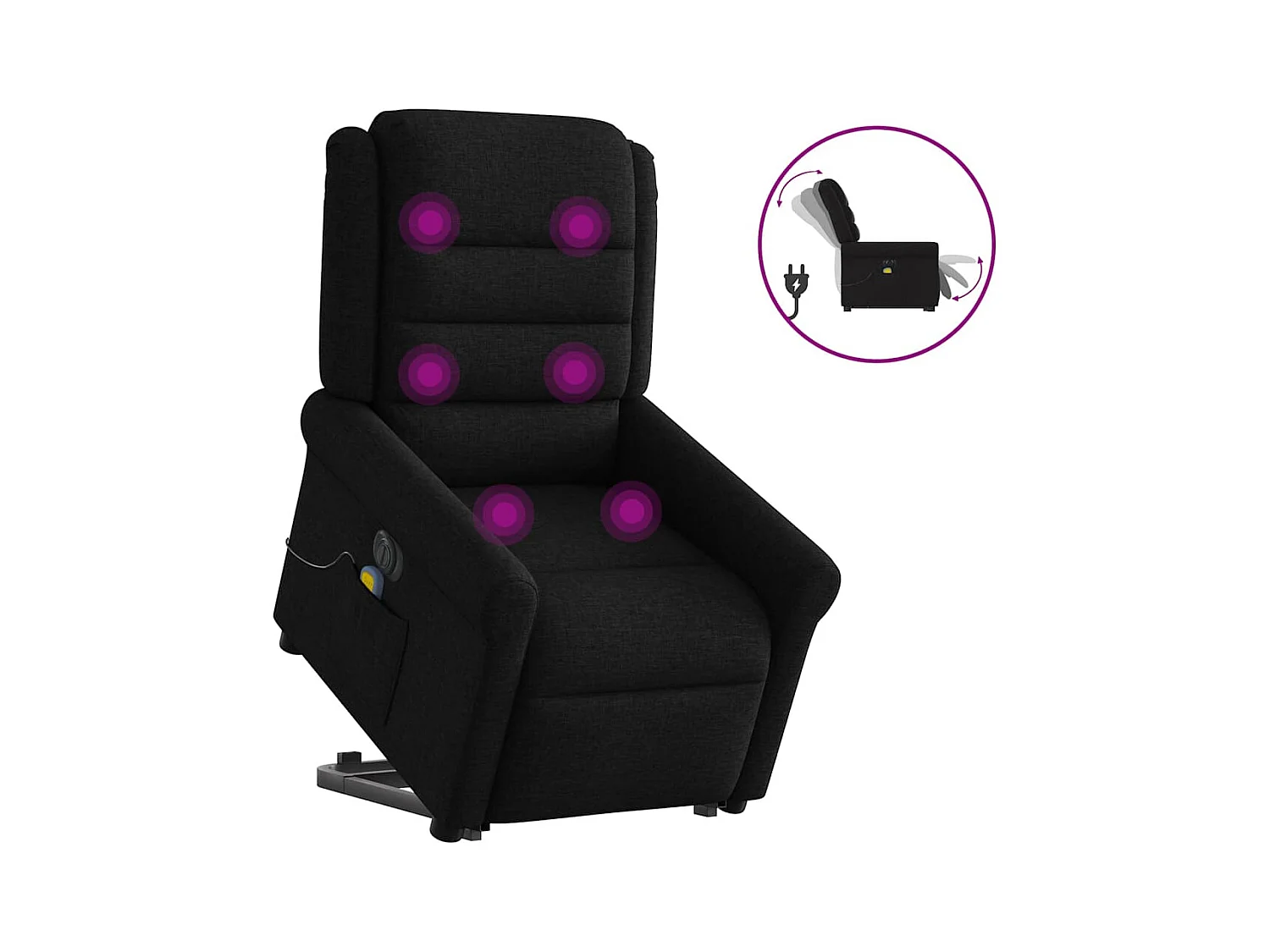 Sillón reclinable de masaje eléctrico de tela negra