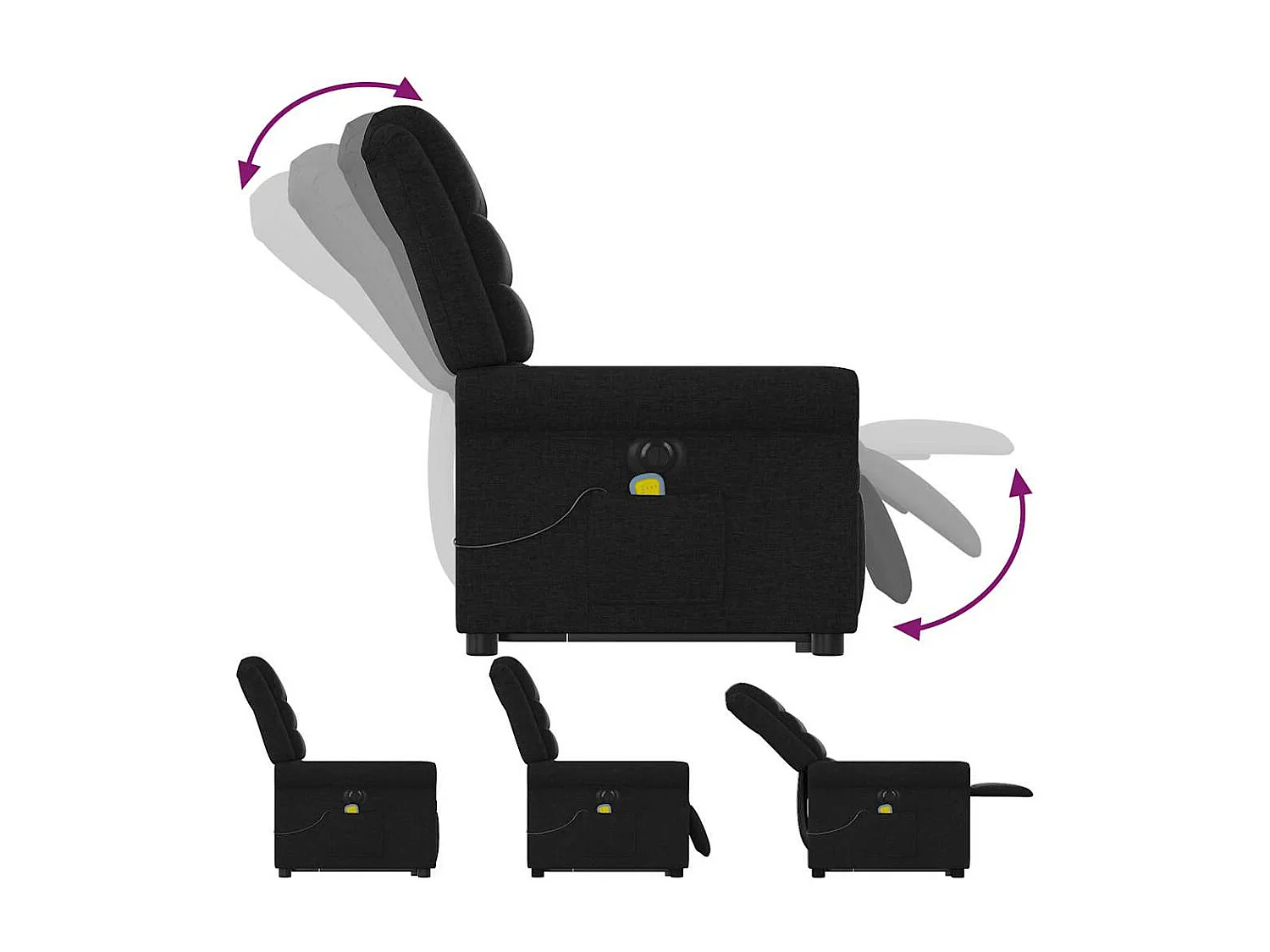 Fauteuil inclinable de massage électrique Noir Tissu