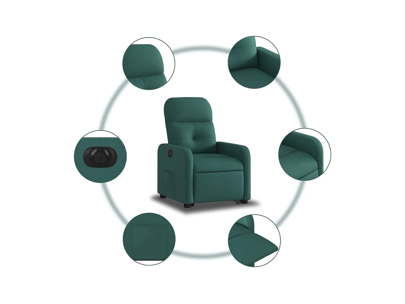 Fauteuil inclinable électrique vert foncé tissu