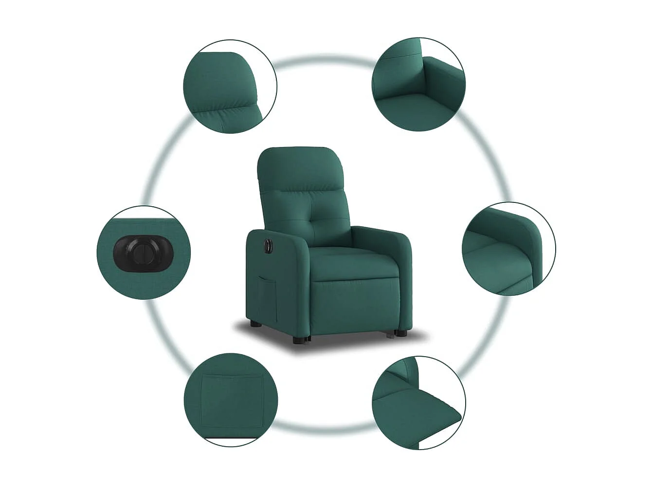 Fauteuil inclinable électrique vert foncé tissu