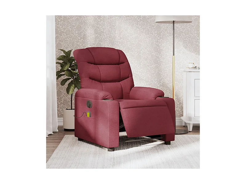 Fauteuil de massage inclinable électrique Rouge bordeaux Tissu
