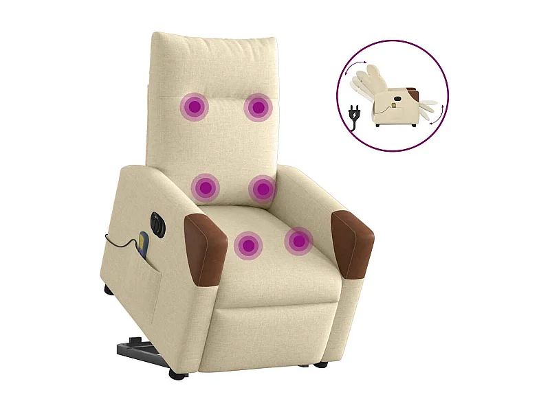 Sillón reclinable de masaje eléctrico de tela color crema