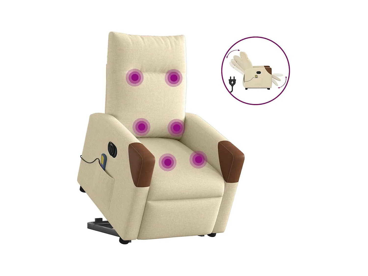 Fauteuil inclinable de massage électrique Crème Tissu