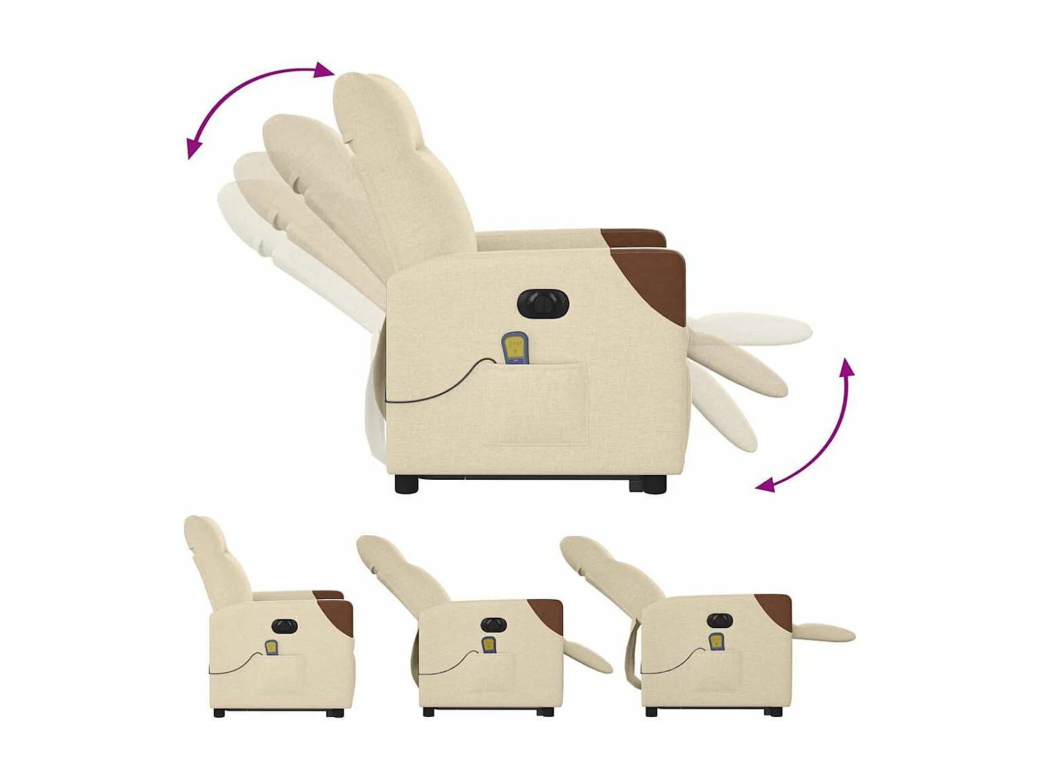 Fauteuil inclinable de massage électrique Crème Tissu