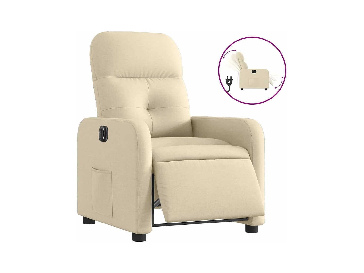 Fauteuil inclinable électrique Crème Tissu