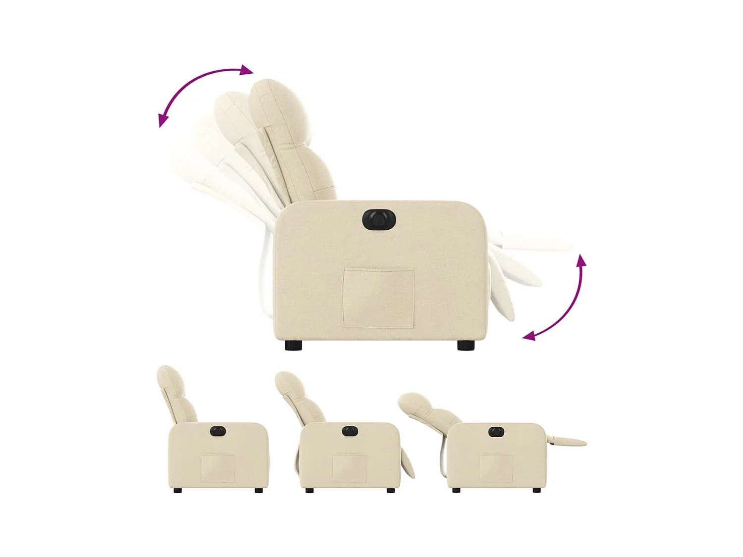 Fauteuil inclinable électrique Crème Tissu
