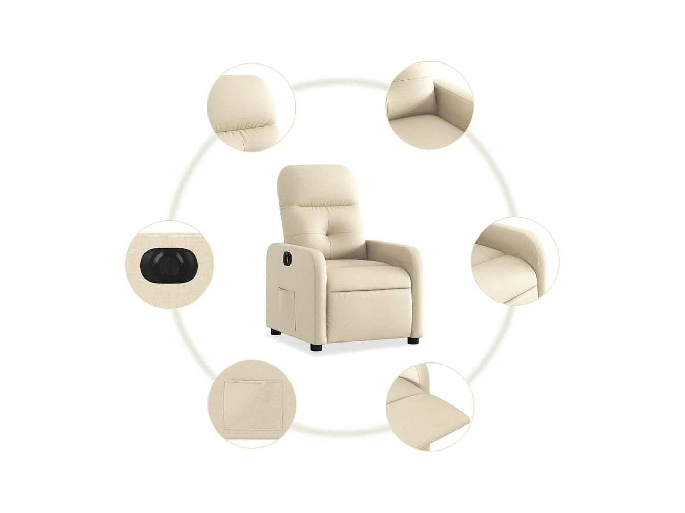 Fauteuil inclinable électrique Crème Tissu