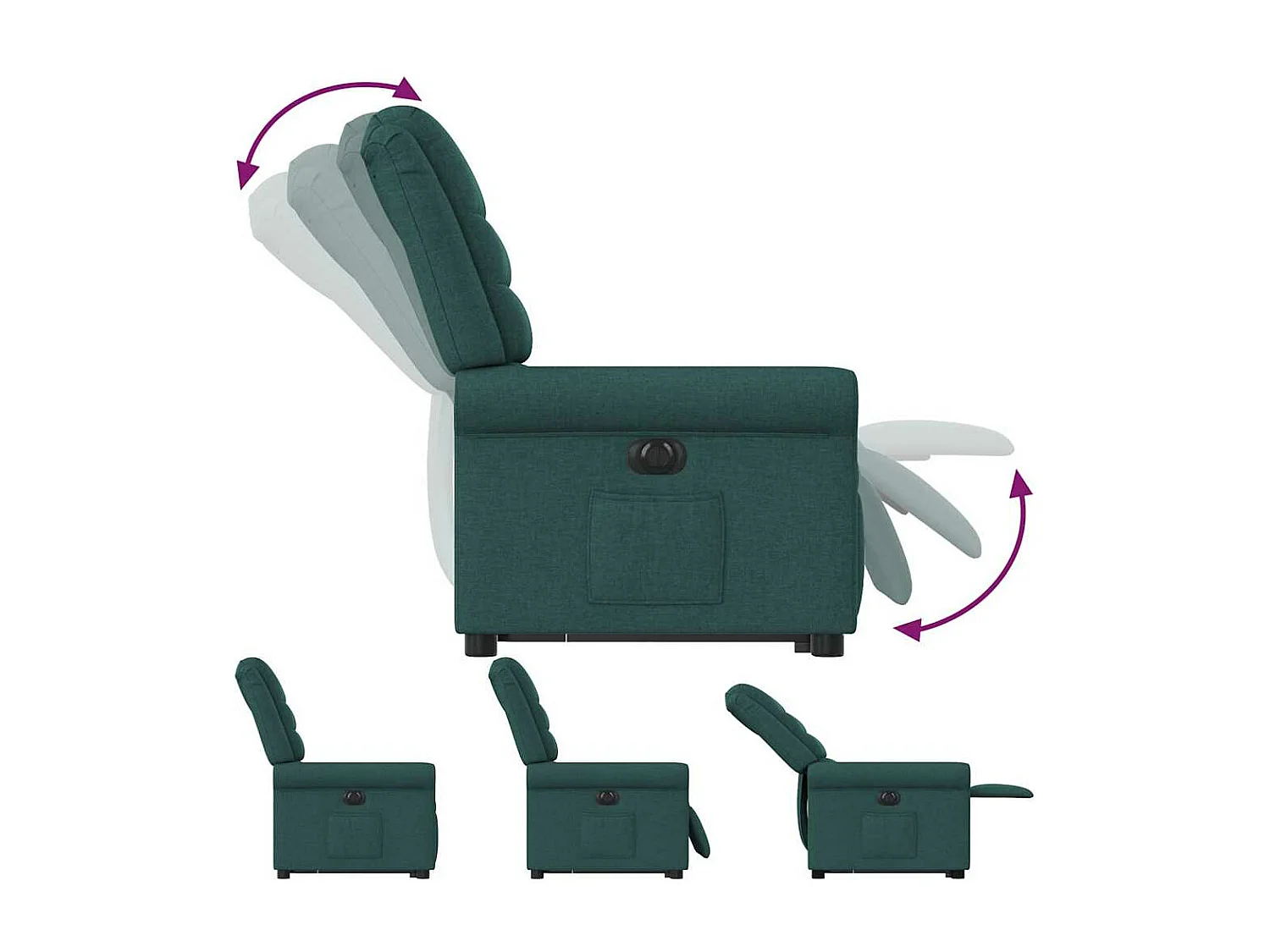 Poltrona reclinabile elettrica in tessuto verde scuro