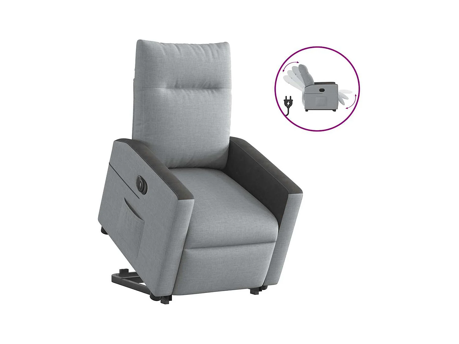 Poltrona reclinabile elettrica in tessuto grigio chiaro