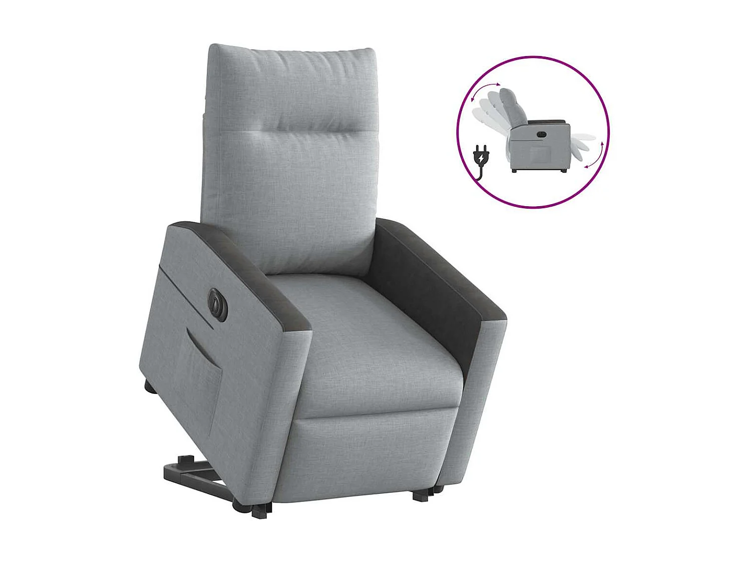 Fauteuil inclinable électrique gris clair tissu