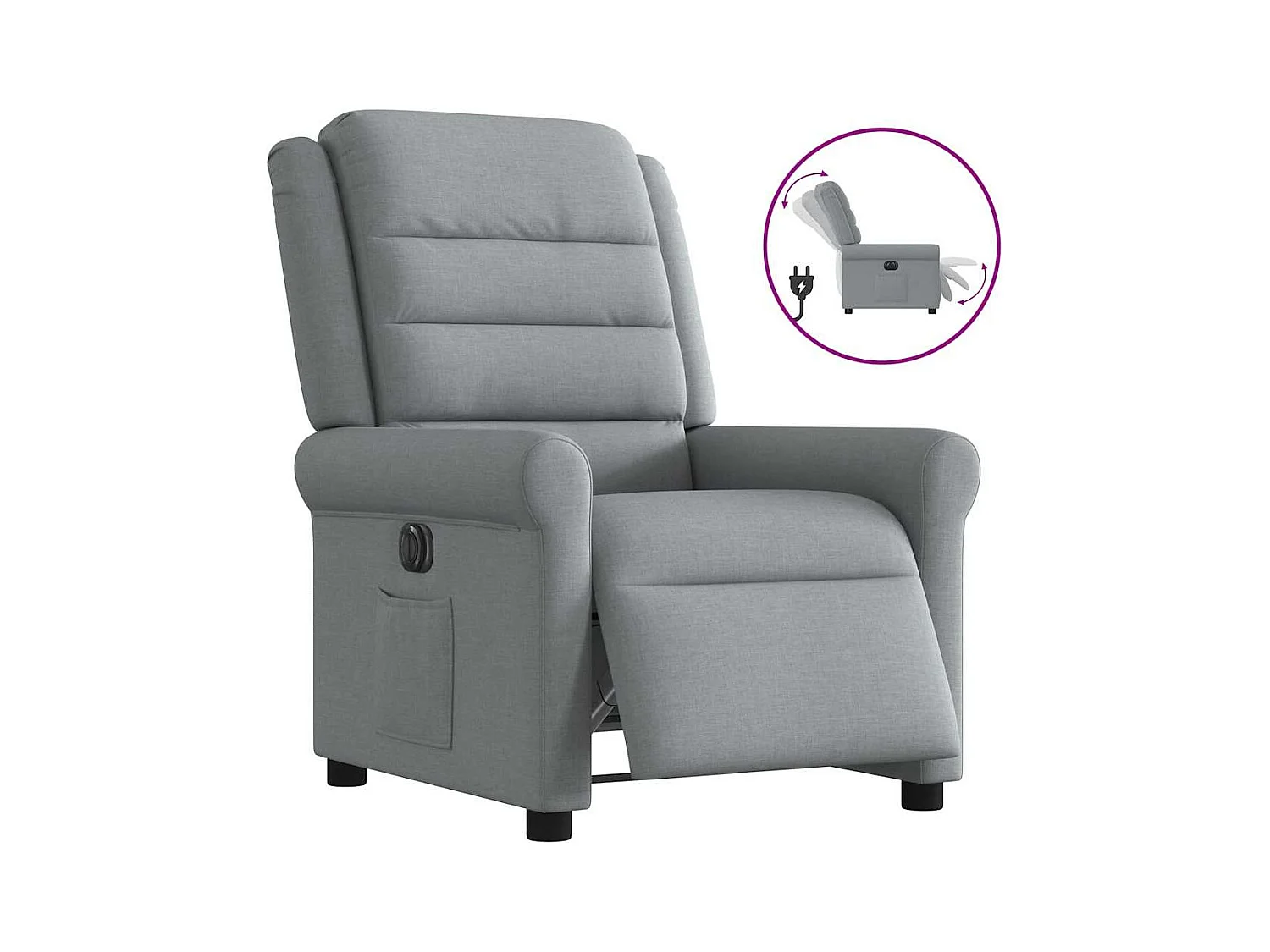 Fauteuil inclinable électrique Gris clair Tissu
