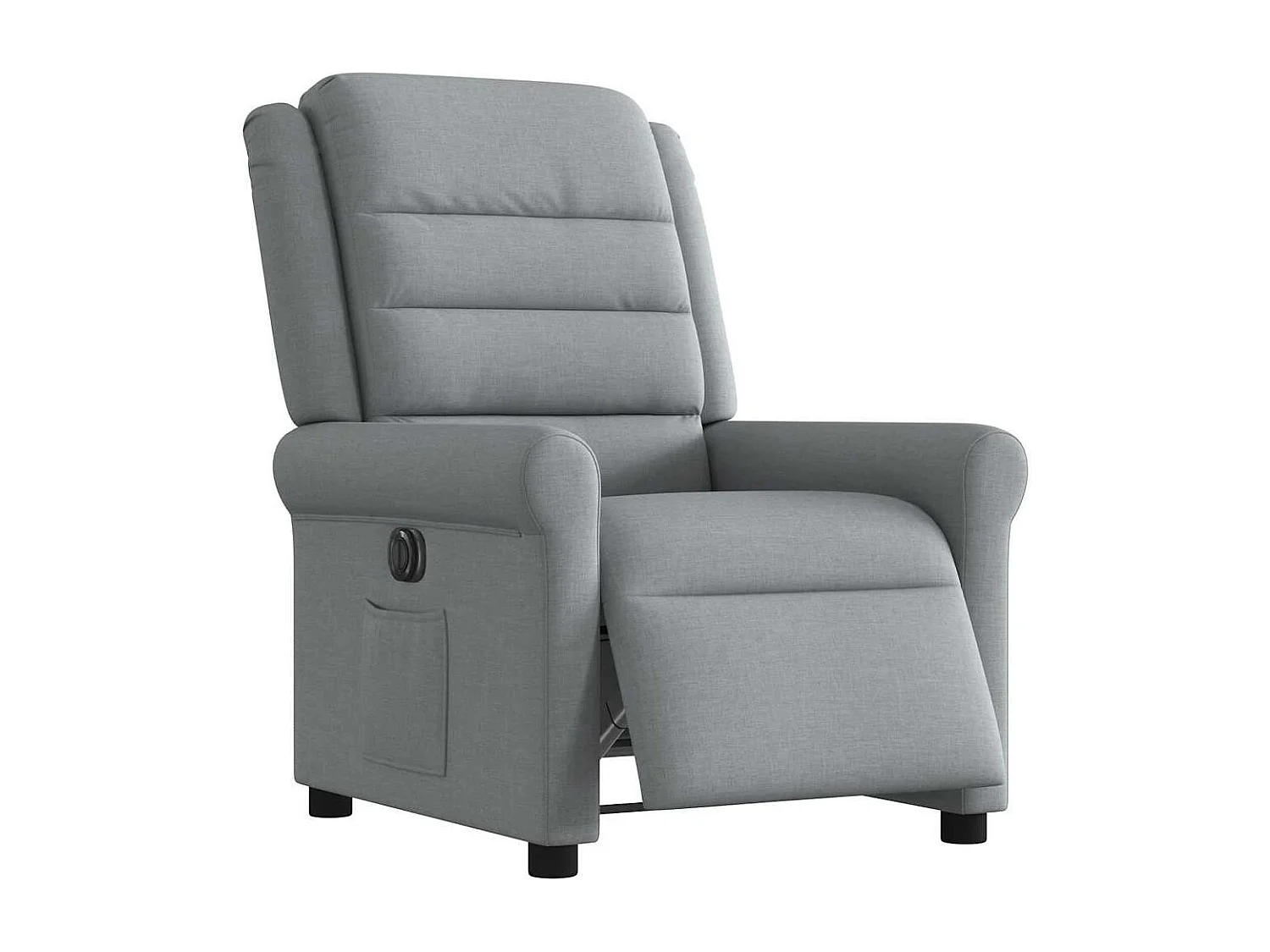 Sillón reclinable eléctrico de tela gris claro