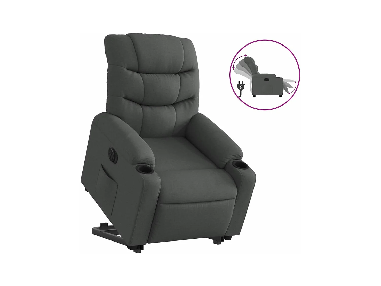 Fauteuil inclinable électrique gris foncé tissu