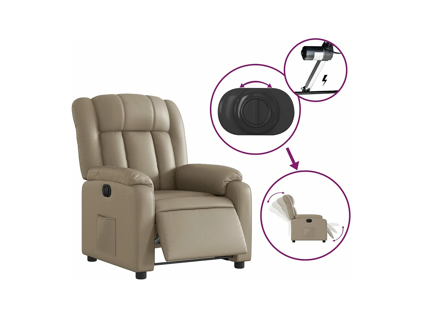 Fauteuil inclinable électrique Cappuccino Similicuir