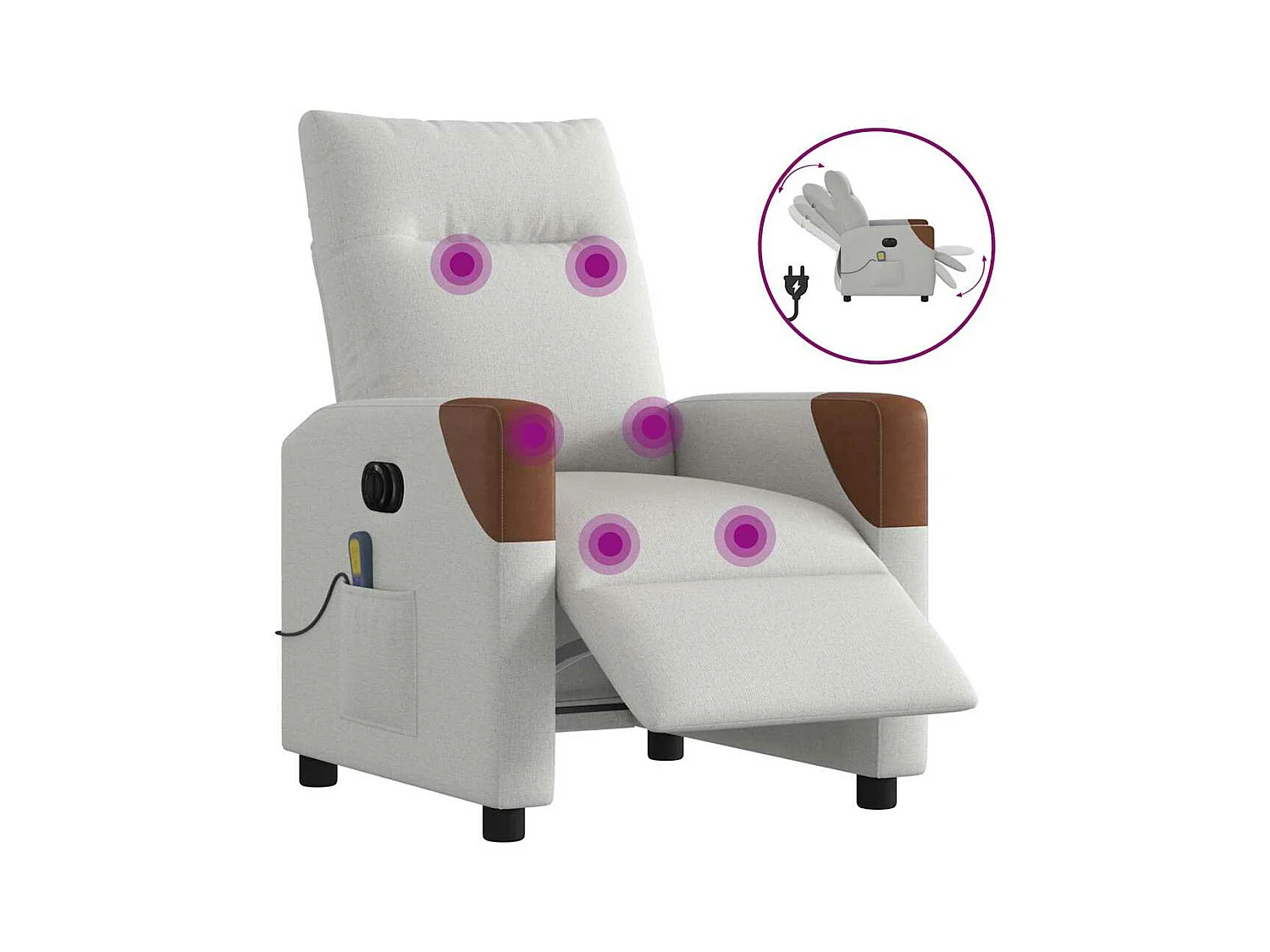 Fauteuil de massage inclinable électrique gris nuage tissu