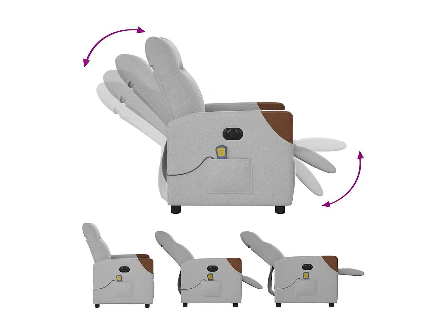 Fauteuil de massage inclinable électrique gris nuage tissu